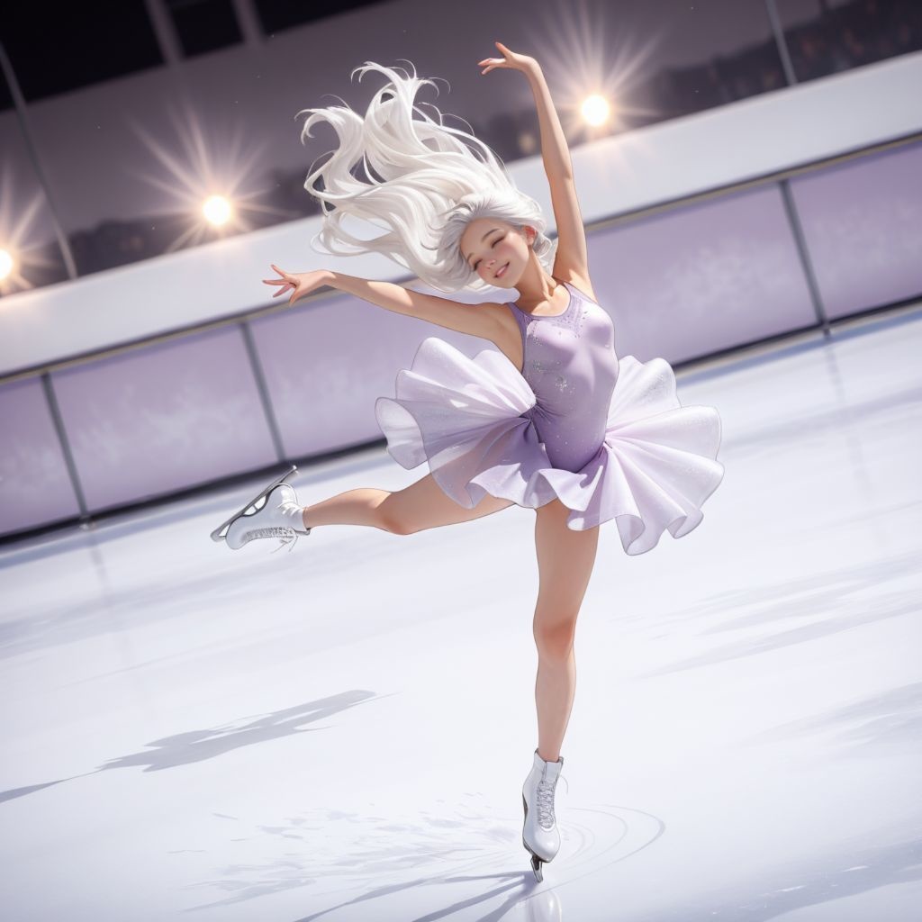 フィギュアスケート（舞う）｜高精細アニメ風イラスト（4096×4096 PNG）