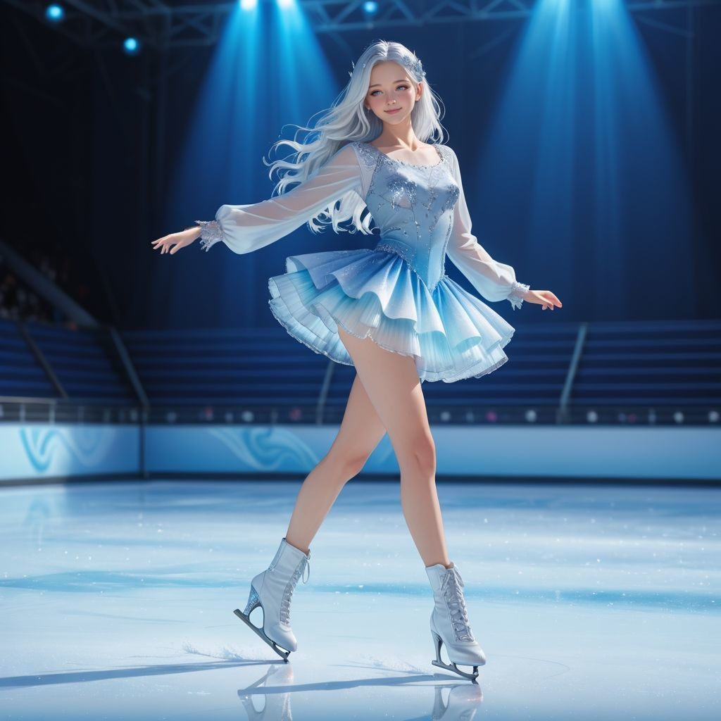 フィギュアスケート（スタートポジション）｜高精細アニメ風イラスト（4096×4096 PNG）