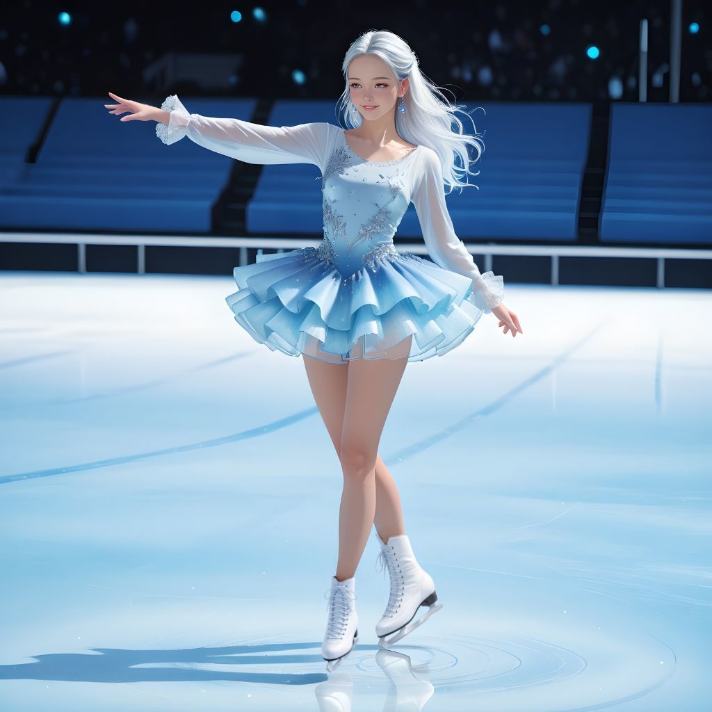 フィギュアスケート（スタートポーズ）｜高精細アニメ風イラスト（4096×4096 PNG）