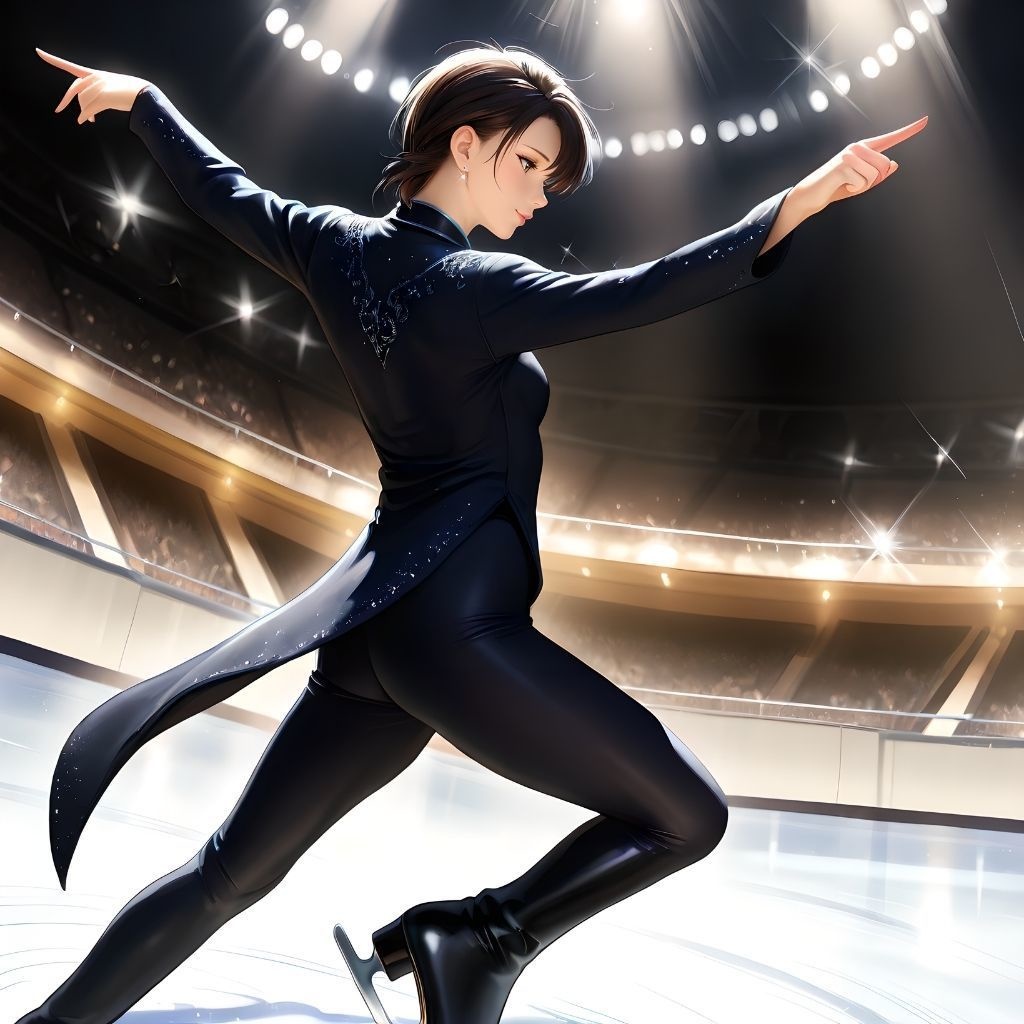 フィギュアスケート（メンズスタイル）｜高精細アニメ風イラスト（4096×4096 PNG）