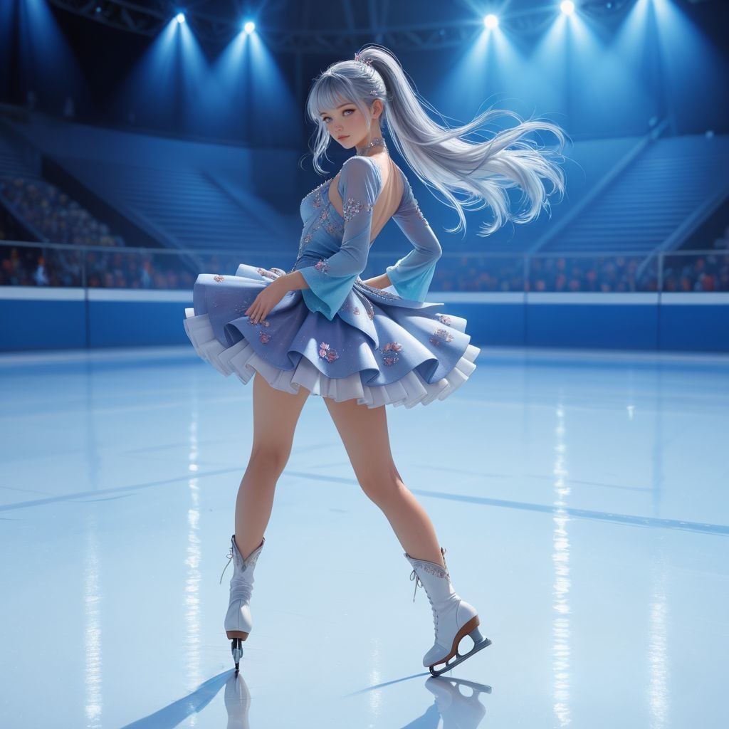 フィギュアスケート（スタートポジション）｜高精細アニメ風イラスト（4096×4096 PNG）
