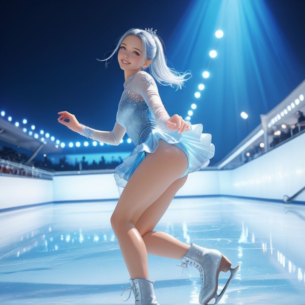 フィギュアスケート（レッツダンス）｜高精細アニメ風イラスト（4096×4096 PNG）