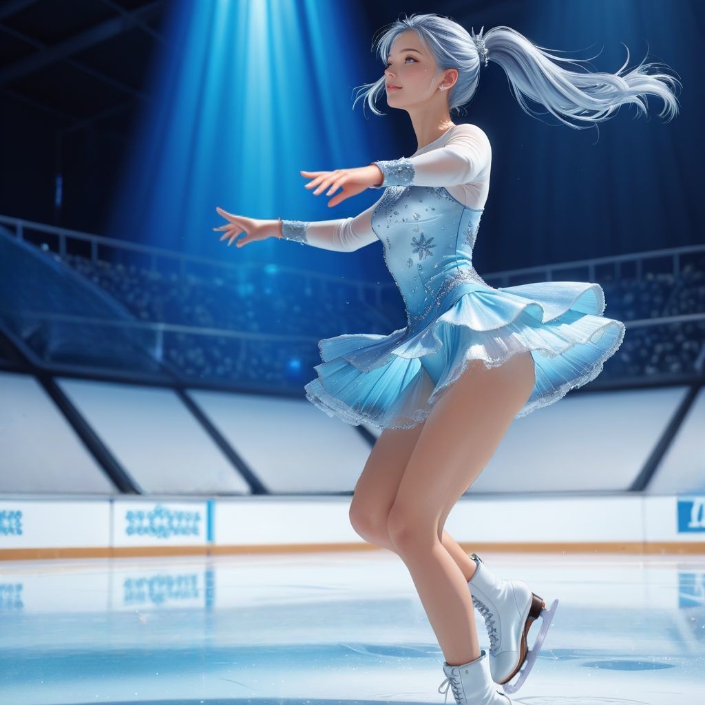 フィギュアスケート（歓声）｜高精細アニメ風イラスト（4096×4096 PNG）