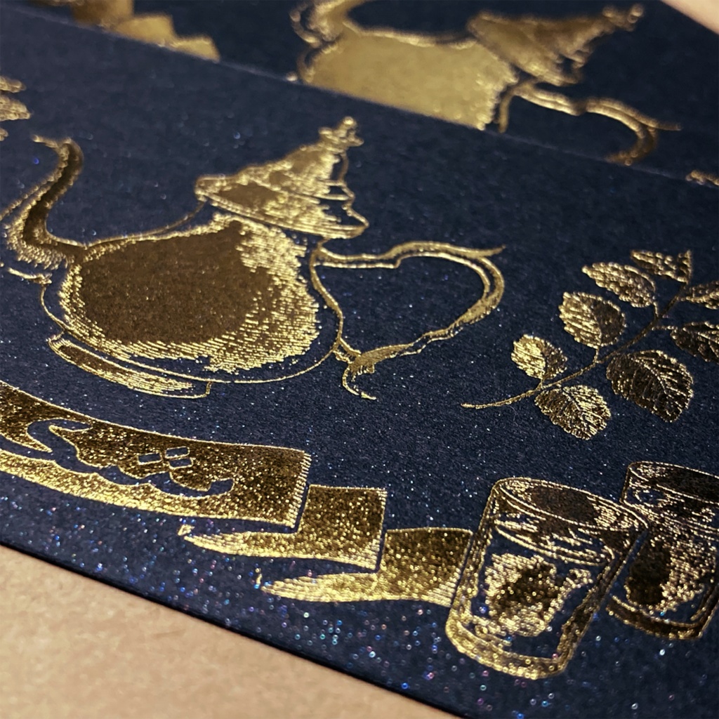 アラビア語 金の箔押しThank you ティーセットカード