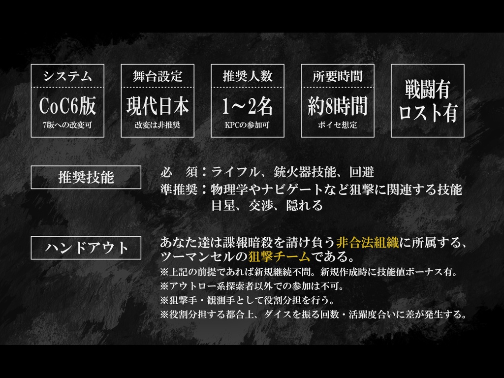 CoCシナリオ「告死鳥墜ちるべし」