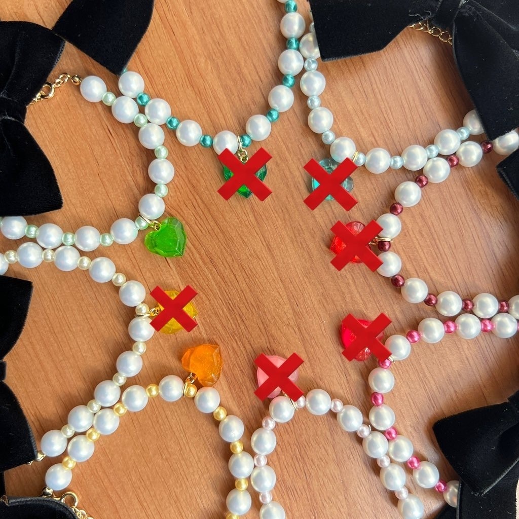 ハートとパールのキラキラネックレス