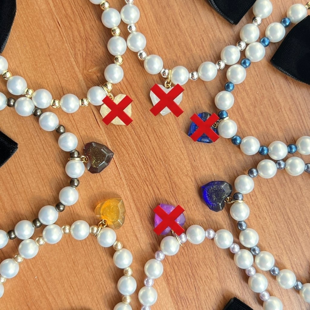 ハートとパールのキラキラネックレス