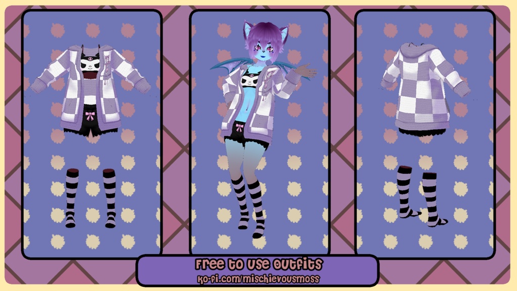 Goth Bunny Cardigan + PJ Set - Vroid Studio Texture