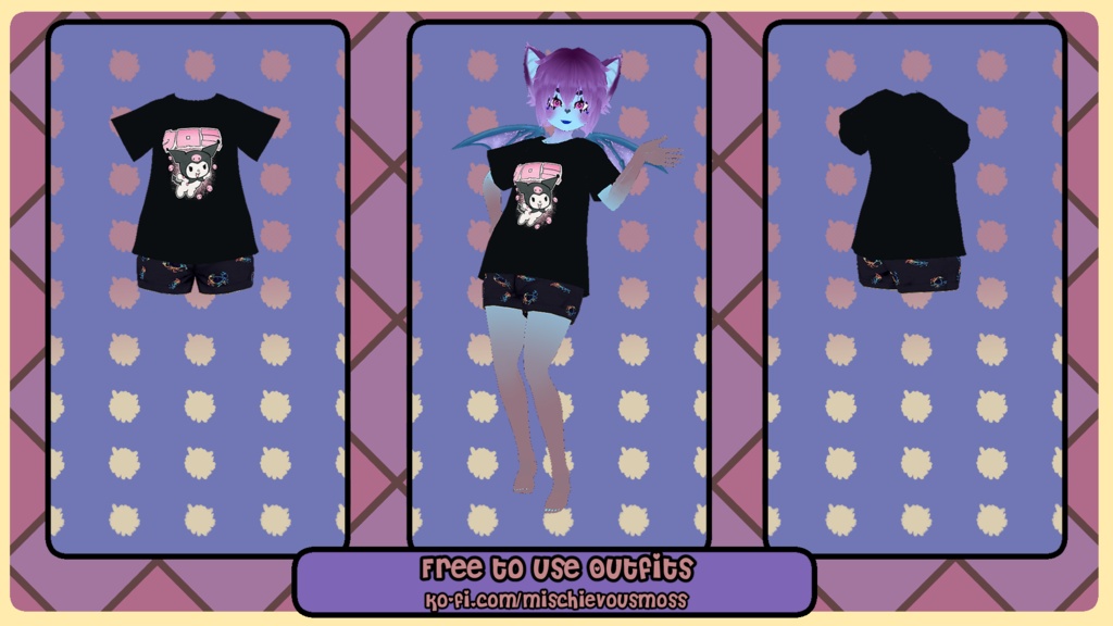Goth Bunny Short Sleeve Shirt - Vroid Studio Texture