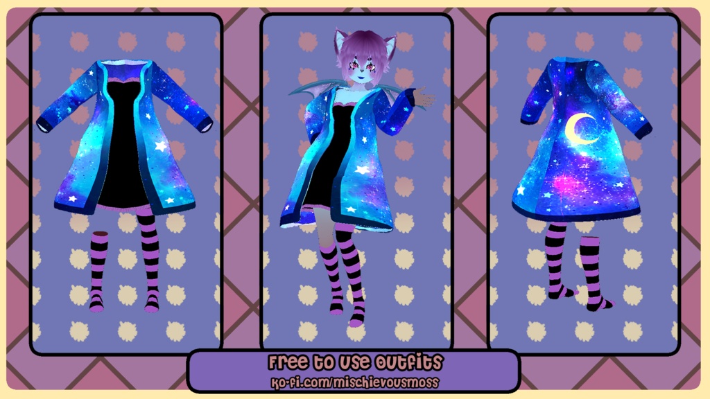 F2U Starry Coat + Dress + Socks - Vroid Studio Texture