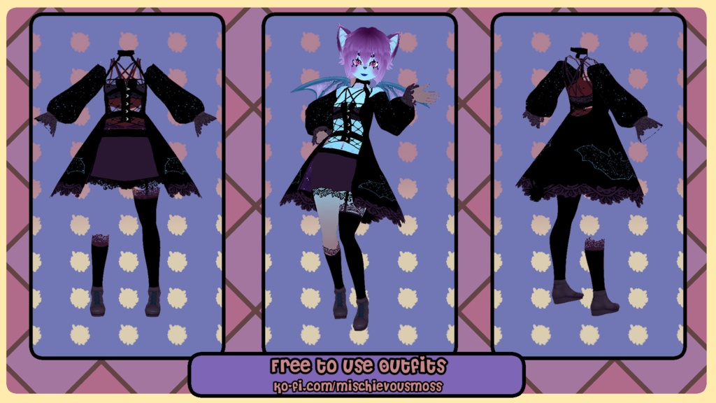 F2U Starry Bat Outfit - Vroid Texture
