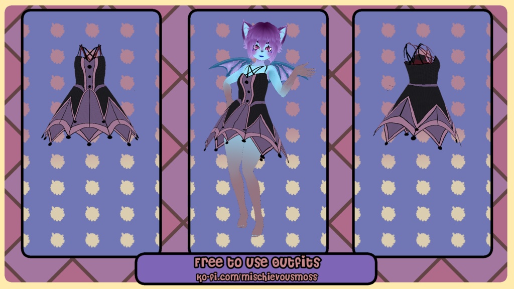 F2U Goth Bunny Circus Dress - Vroid Studio Texture