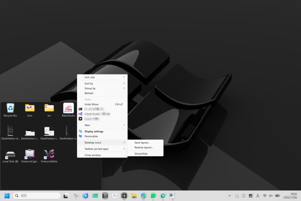 DeskHarbor - ウィンドウを最小化せずに、デスクトップへすばやくアクセス