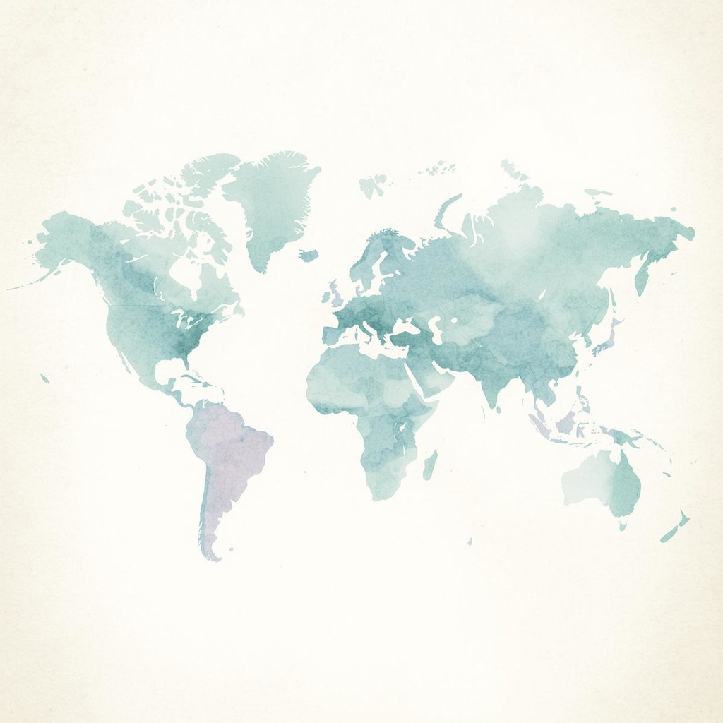 水彩×水色 アンティーク旅行クリップアート|やさしいパステル旅素材 PNG