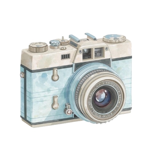 水彩×水色 アンティーク旅行クリップアート|やさしいパステル旅素材 PNG