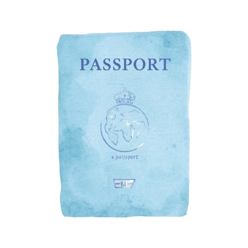 水彩×水色 アンティーク旅行クリップアート|やさしいパステル旅素材 PNG