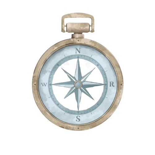 水彩×水色 アンティーク旅行クリップアート|やさしいパステル旅素材 PNG