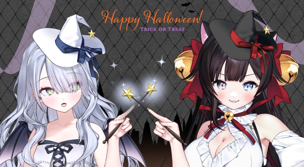 【vtuber様向け素材】ハロウィンにおすすめ!! 魔女の帽子&魔法のステッキ(Live2D付きのデータ)