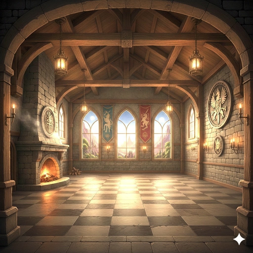 FG静止背景素材「広間」(単品)