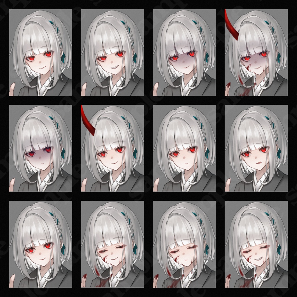 【立ち絵/PSD有】差分各12種,カラバリ2種【手描き】