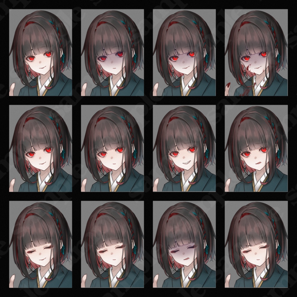 【立ち絵/PSD有】差分各12種,カラバリ2種【手描き】