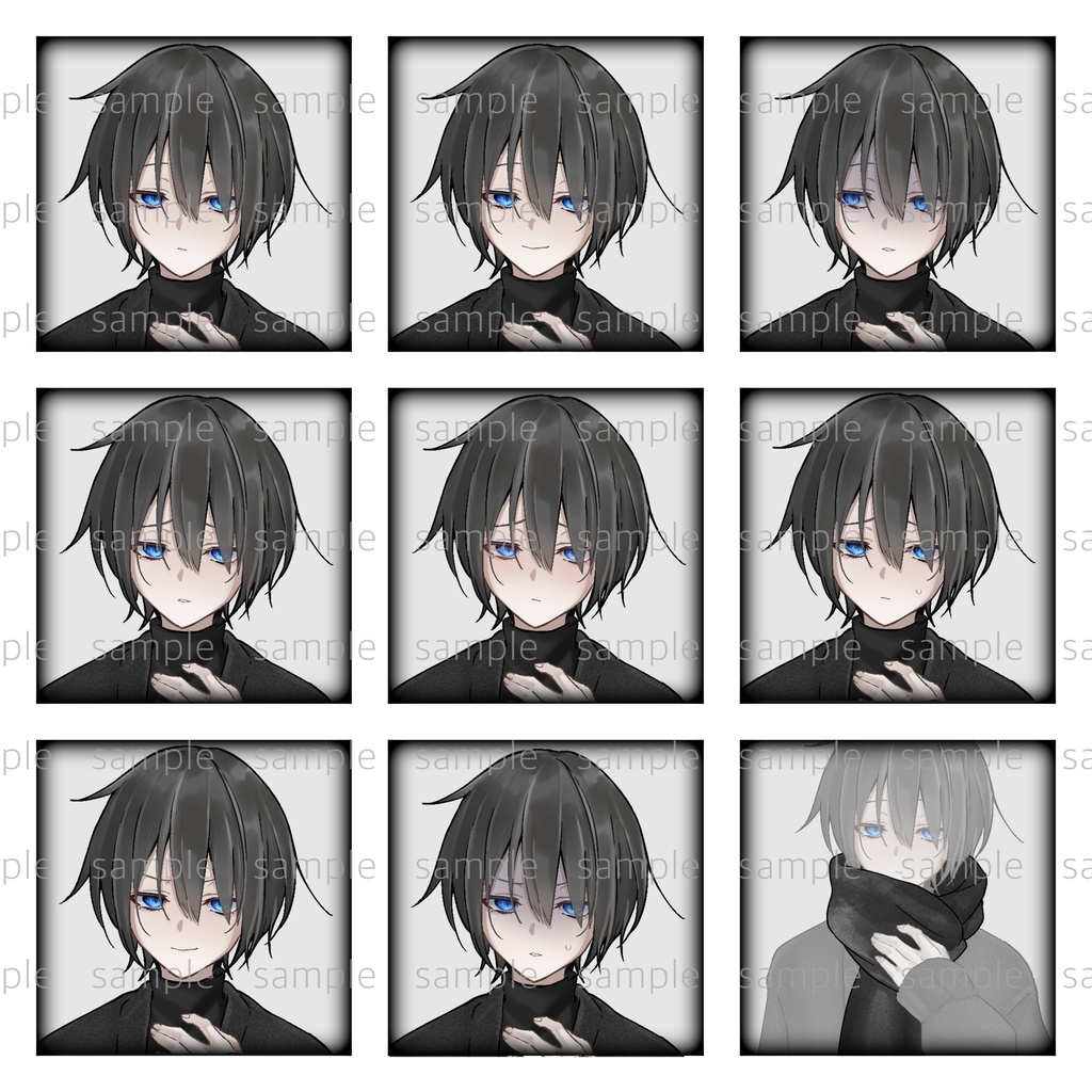 【立ち絵】表情8種+マフラー【手描き】