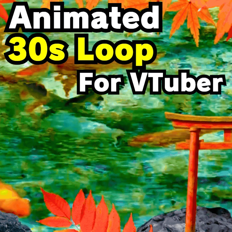 【動く背景/Animated BG】神社の清流と紅葉 VTuber Shrine Autumn Koi Pond【シームレスループ】