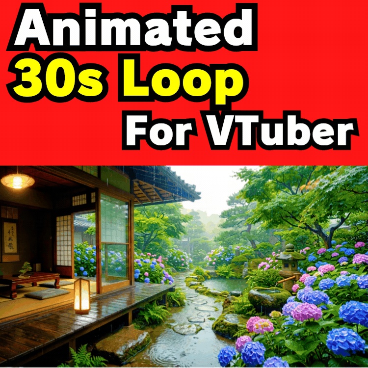 【動く背景】雨の和室と紫陽花庭園 / Animated Hydrangea Japanese Room Stream Background Loop