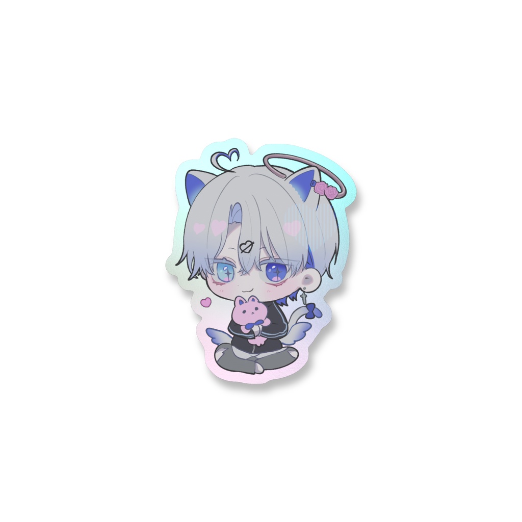 ねこルキ オーロラスマホステッカー ~おまえ猫を添えて~