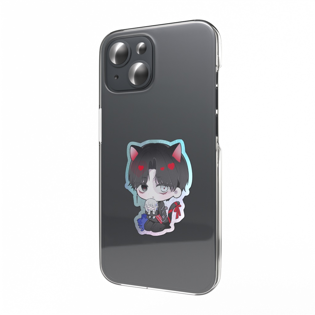 ねこ政治家 オーロラスマホステッカー ルネちゃんと一緒