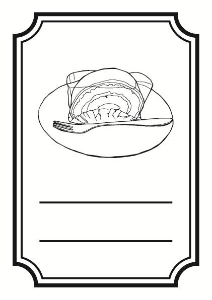 【無料有/フレーム素材】カフェの食べ物 A5 シンプル 線画