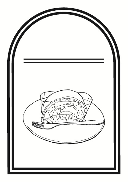【無料有/フレーム素材】カフェの食べ物 A5 シンプル 線画