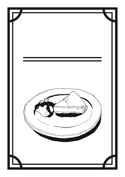 【無料有/フレーム素材】カフェの食べ物 A5 シンプル 線画