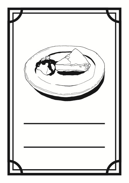 【無料有/フレーム素材】カフェの食べ物 A5 シンプル 線画