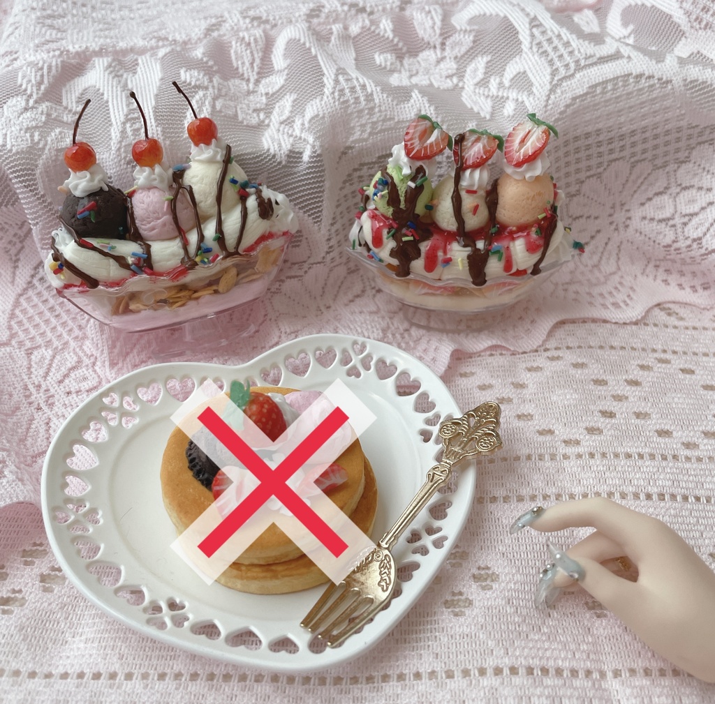 フェイクフード　バナナスプリット(さくらんぼ、いちご