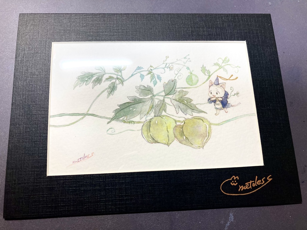 フレーム付原画:ふうせんかずらとボウシちゃん