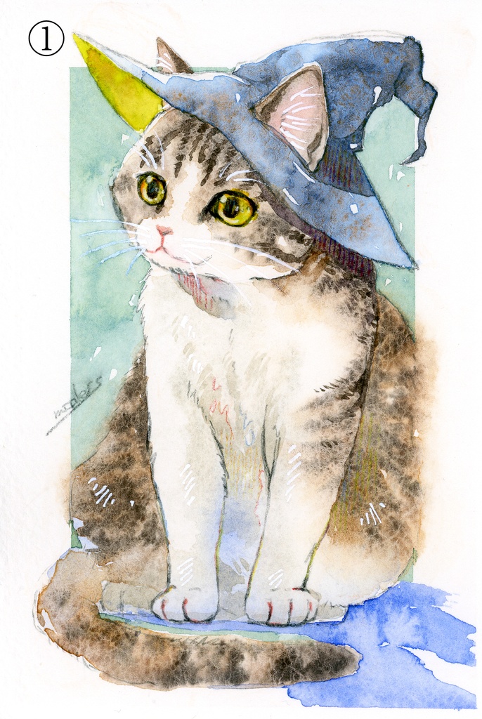 マット付き原画:猫