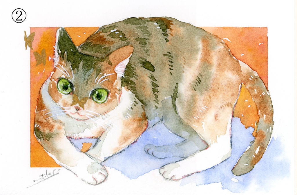マット付き原画:猫