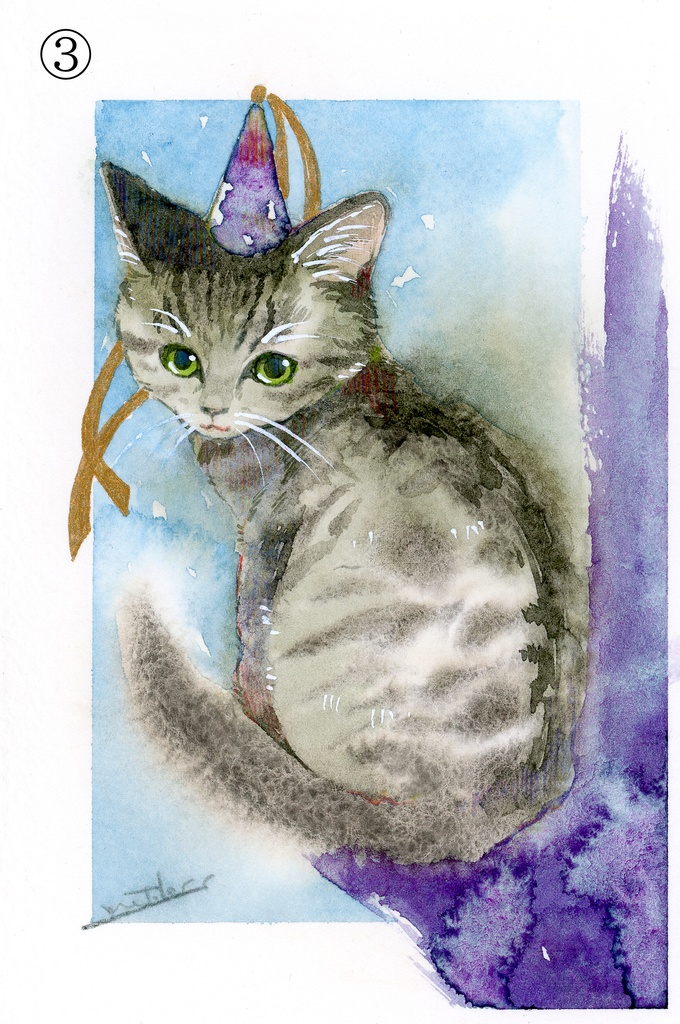 マット付き原画:猫