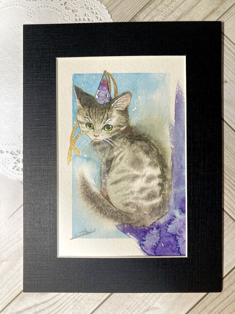 マット付き原画:猫