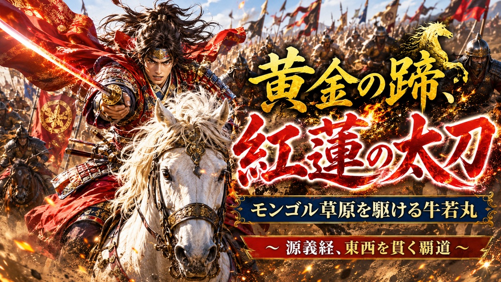 黄金の蹄、紅蓮の太刀、モンゴル草原を駆ける牛若丸　～ 源義経、東西を貫く覇道 ～