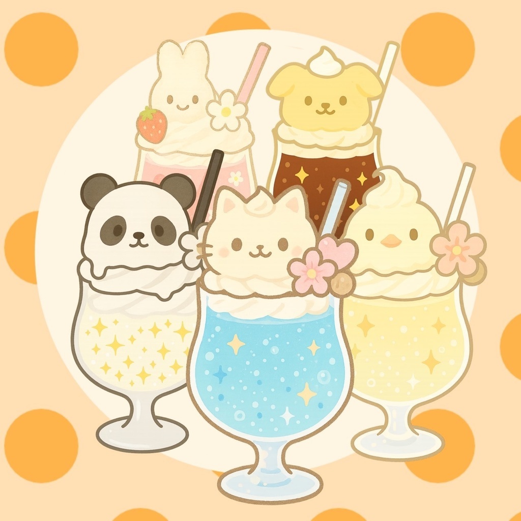 【無料】かわいい動物ドリンクの透過素材【飲み物/炭酸】