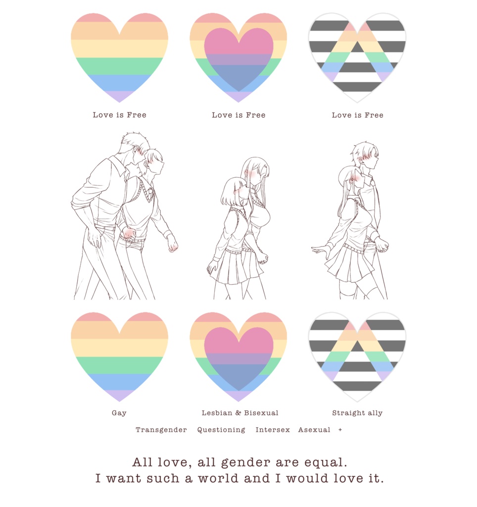 Love is Free LGBT+ Tシャツ