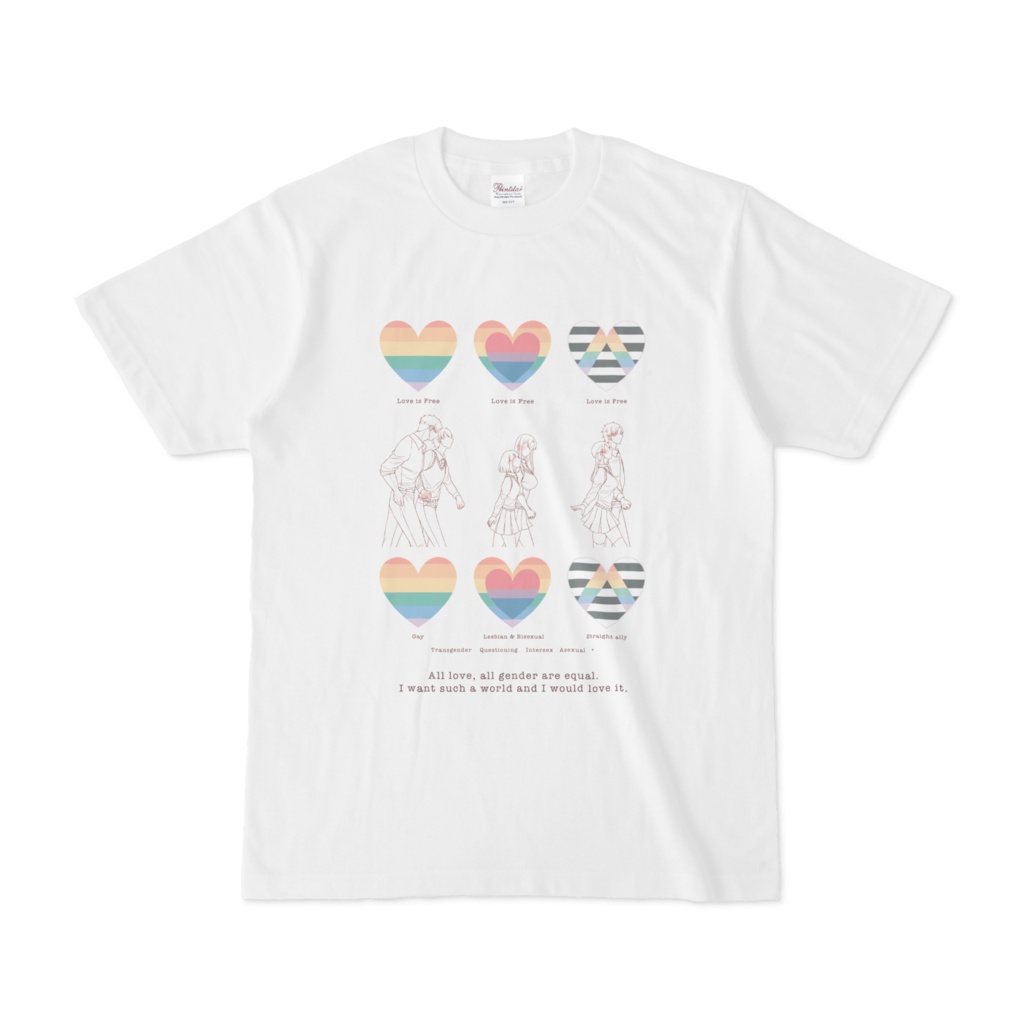 Love is Free LGBT＋ Tシャツ