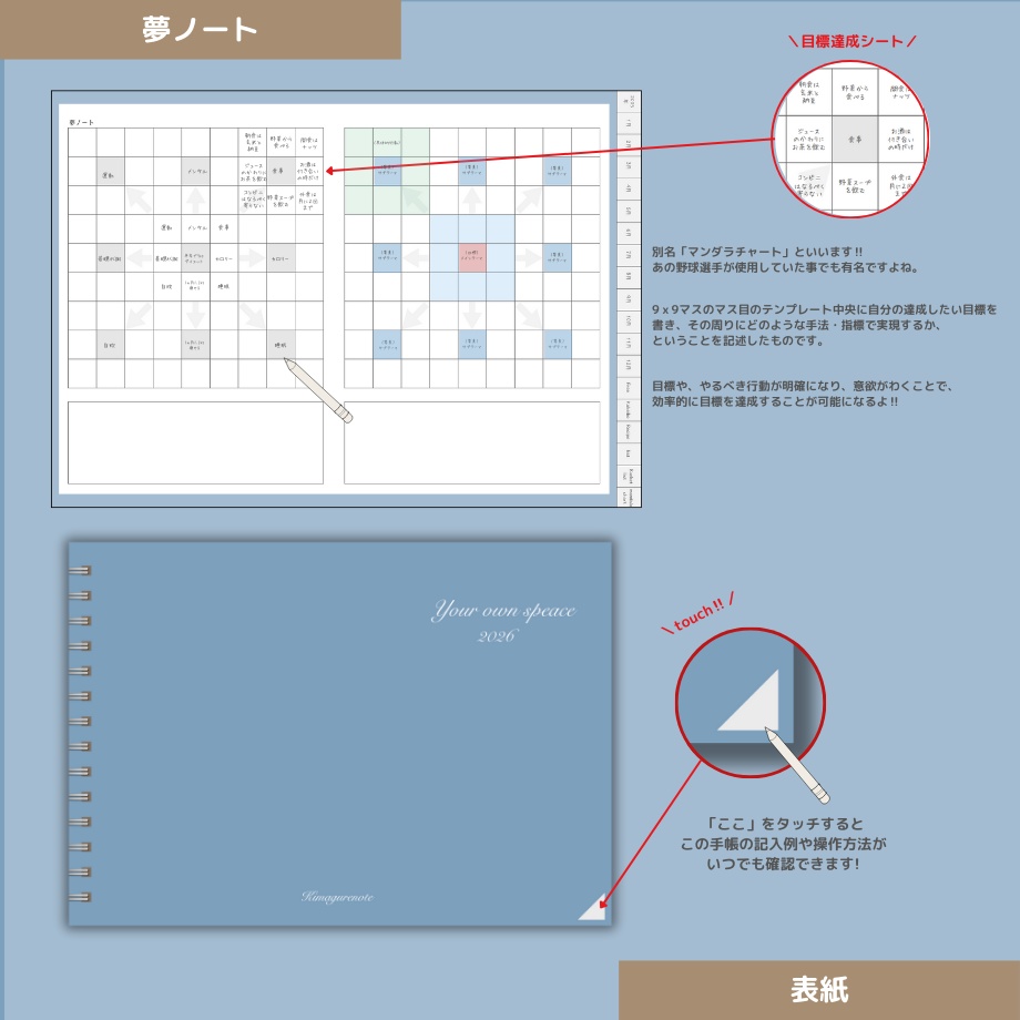 2026年1月はじまり リンクつきデジタル手帳(ダスティブルー)