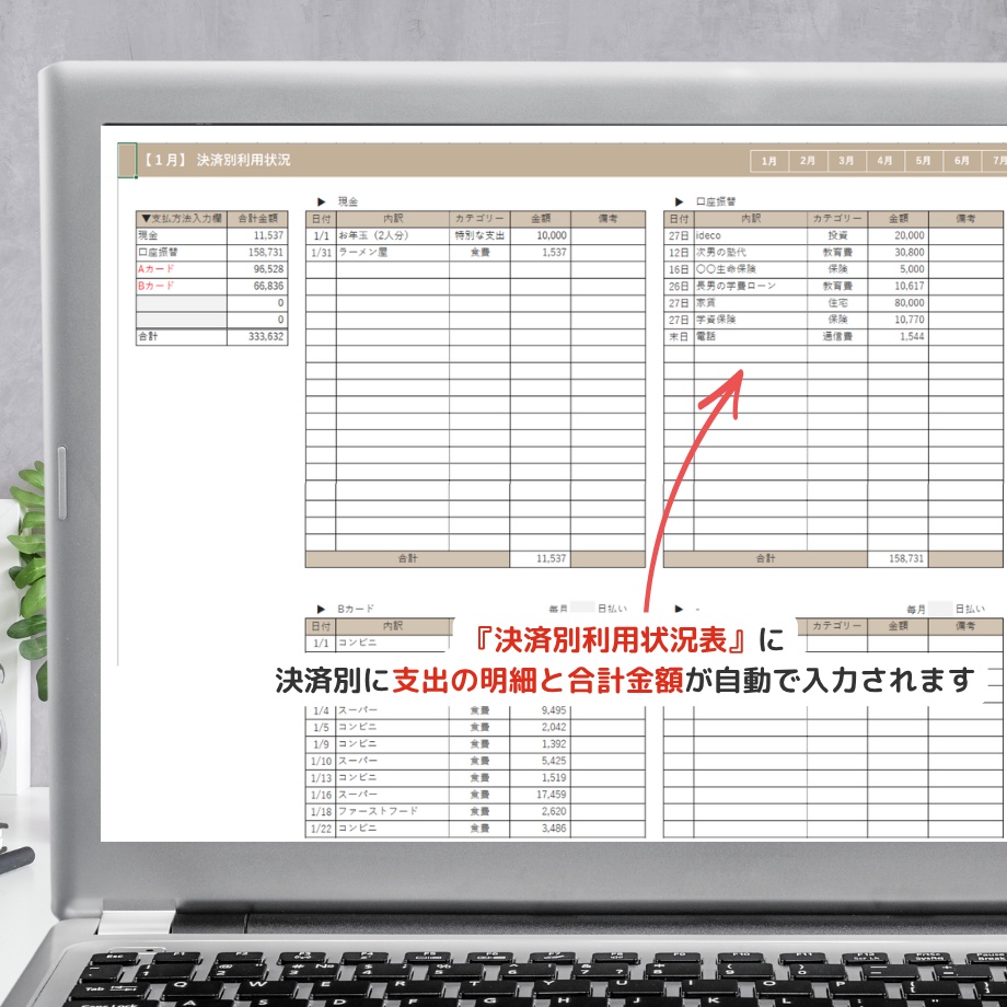 自分好みにカスタムできる 見やすいExcel家計簿
