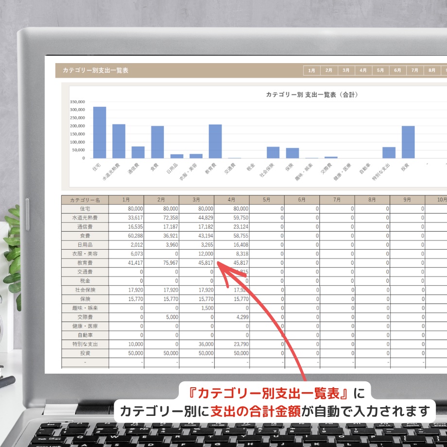 自分好みにカスタムできる 見やすいExcel家計簿