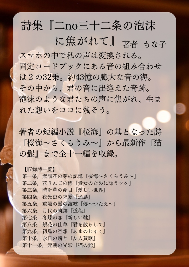 詩集『二no三十二条の泡沫に焦がれて』著・もな子
