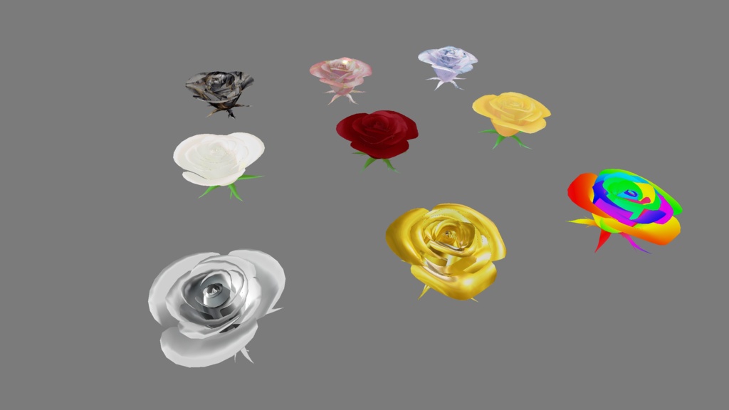 無料薔薇の花3Dモデルセット