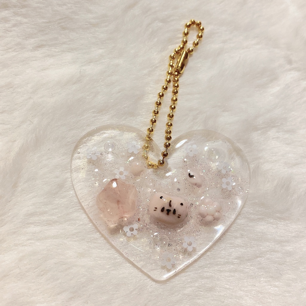ハンドメイド（ハートピンクねこキーホルダー）